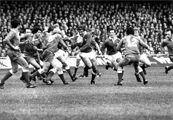 Sport - Rugby - Wales v France - 1982 - Jeff Squire goes on the attack for Wales