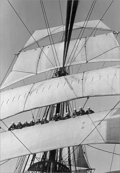 Cadets aboard the Sorlandet seen here setting the sails in the English channel