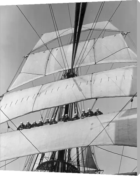 Cadets aboard the Sorlandet seen here setting the sails in the English channel