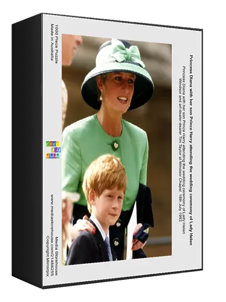 Princess Diana with her son Prince Harry attending the wedding ceremony of Lady Helen