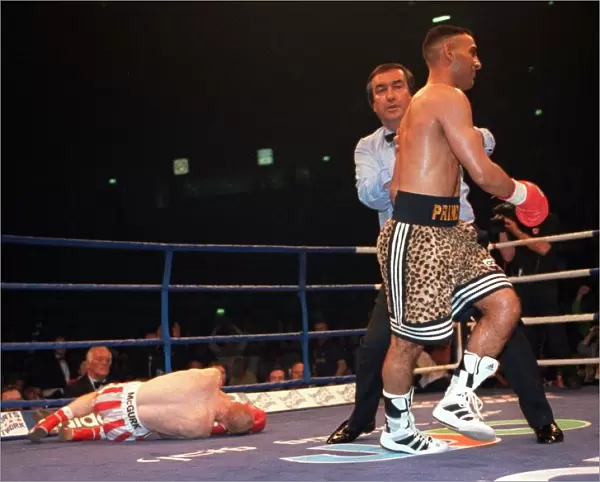 Prince Naseem Hamed walks away after leaving Billy Hardy in a heap after 93 seconds of
