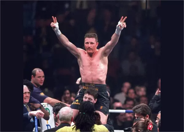 Steve Collins Boxer after retaining his WBO Super Middleweight title at the London Arena