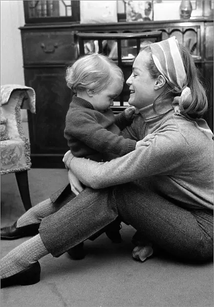 Romy Schneider March 1968 Actress with son