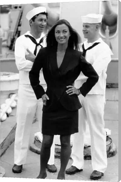 Jane Seymour British actress aboard HMS Belfast, August 1989