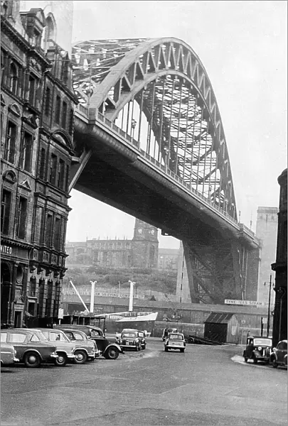 The Tyne Bridge taken from the Newcastle Quayside looking towards Gateshead in the 1960s