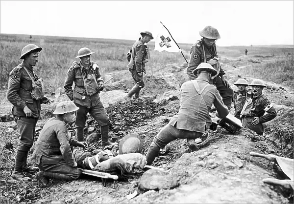 Regimental aid post where first aid is given in the field before evacuating wounded