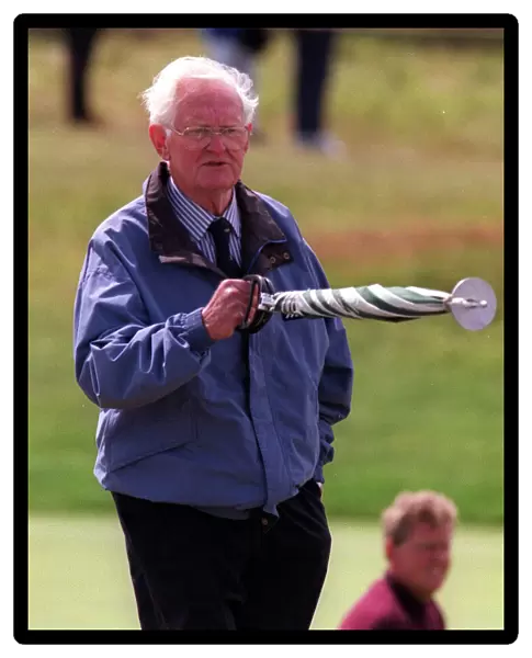 Colin Montgomeries father at Troon July 1997 where he made a point as his son was