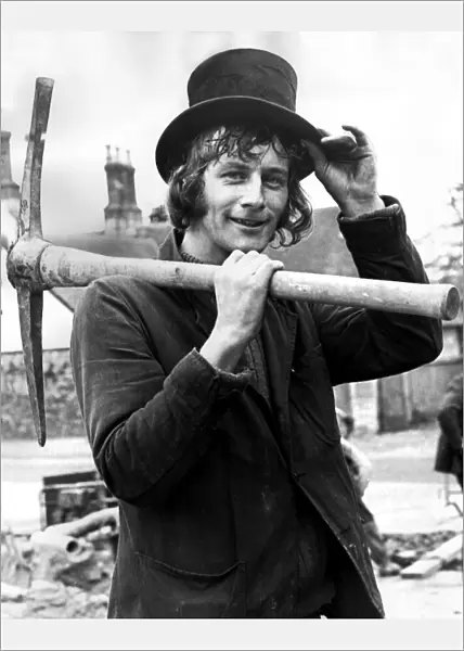 Dress Fashion Men Hats October 1972 Top hat road worker Peter Garthley in West