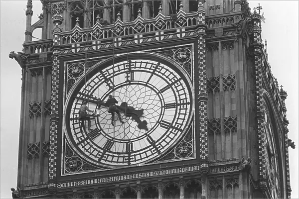 Big Ben has its face washed in a clean up of the tower The Westminster Clock