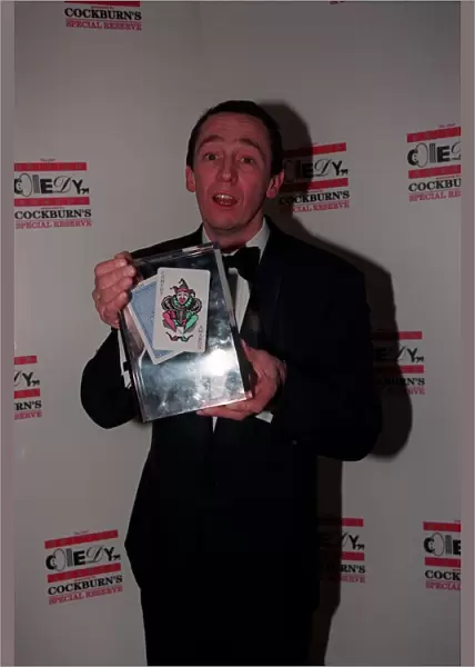 Paul Whitehouse Comedian December 1997 Holding the award he won for Top Ch4  /  BBC2 Comedy