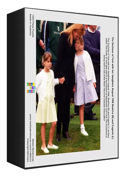 The Duchess of York with her daughters August 1998 Beatrice (R) and Eugenie (L