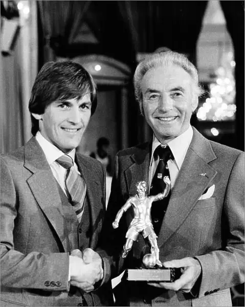 Stanley Matthews former footballer presents Kenny Dalglish with The Footballer of