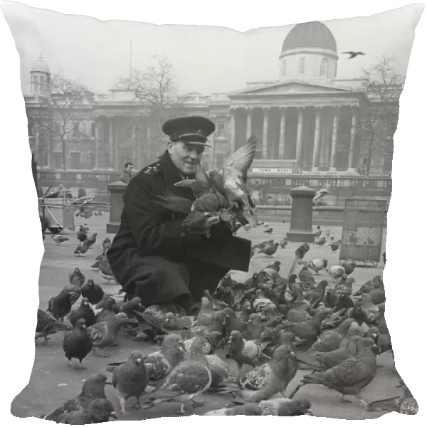 Birds Pigeons Trafalgar Square London November 1962 RSPCA Chief Inspector Bill