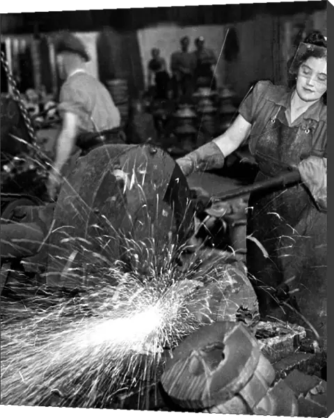 Mrs Violet Nixon works in a Yorkshire Foundry metal industry September 1947