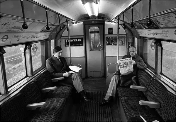 Passengers on the Central Line train between Epping and Ongar March 1980