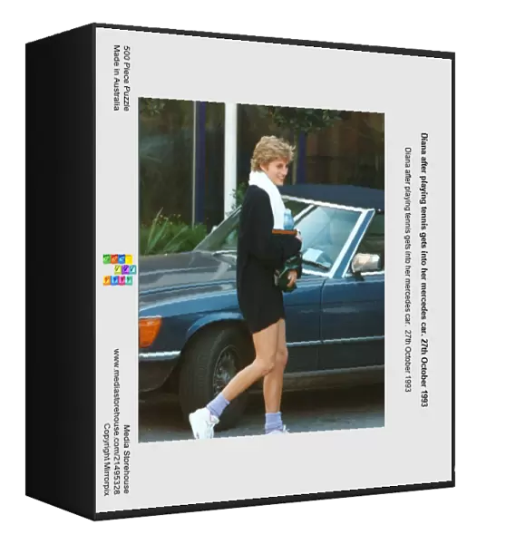 Diana after playing tennis gets into her mercedes car. 27th October 1993