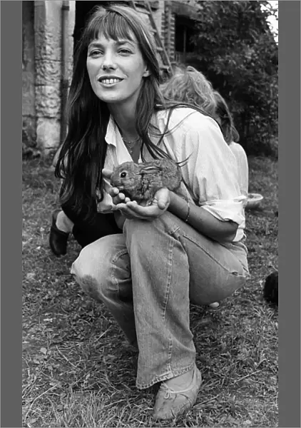 Jane Birkin English actress pop singer with rabbit 1977