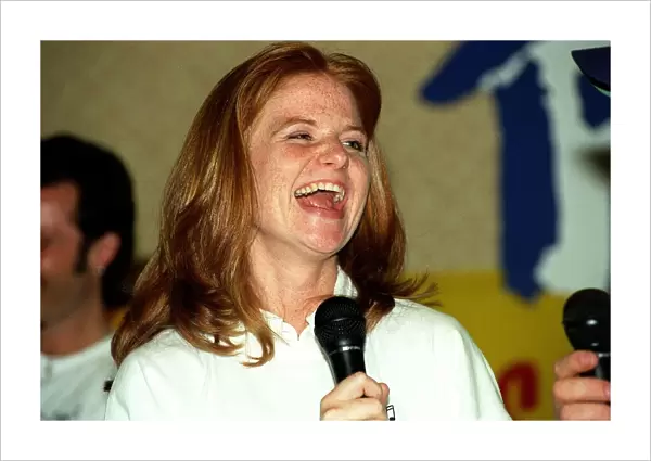 Patsy Palmer Actress June 98 Eastenders actress holding microphone