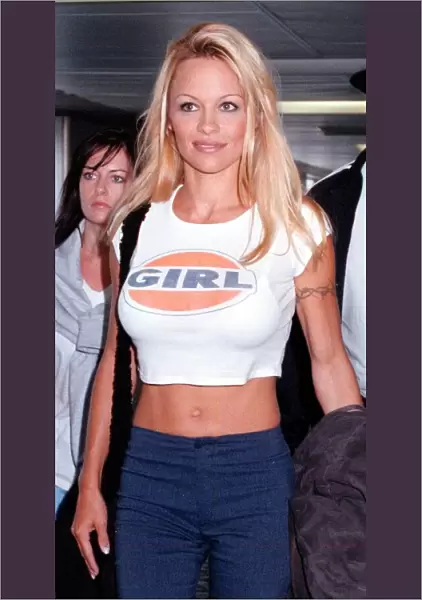 Pamela Anderson Lee actress arriving from September 1998 Los Angeles on route to Berlin