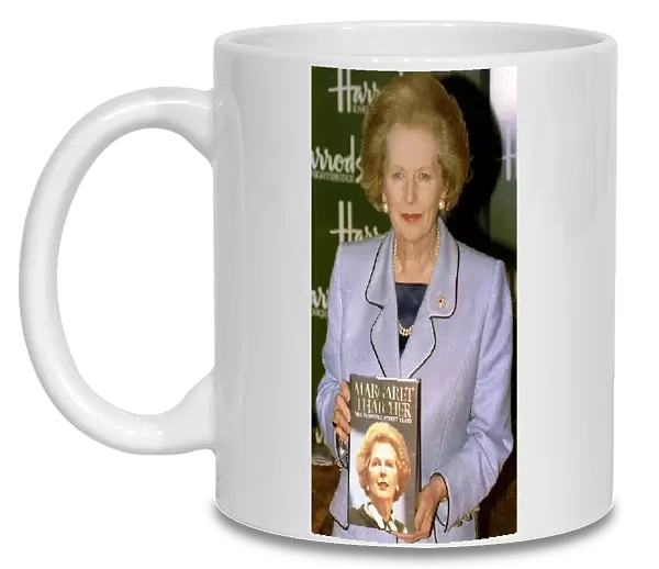 Lady Margaret Thatcher former Prime Minister at her book signing at Harrods