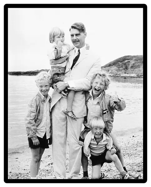 James Fox Actor with his children in Anglesey North Wales September 1983