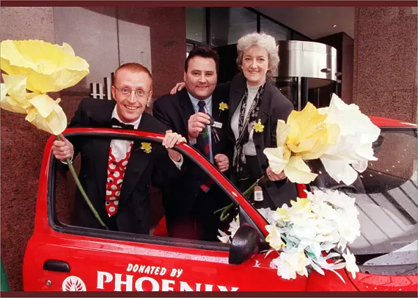 Bryan Burnett tv presenter - March 1998 launch of Marie Curie cancer daffodil