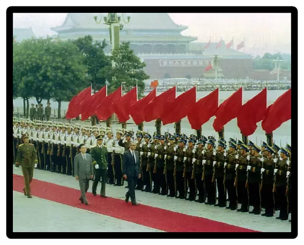 John Major Prime Minister inspects a Guard of Honour during a visit to China 1991