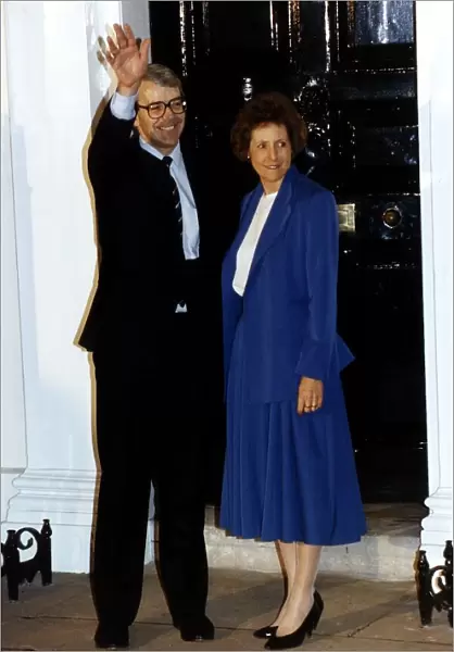 John Major Prime Minister with his wife Norma outside 11 Downing Street 1990