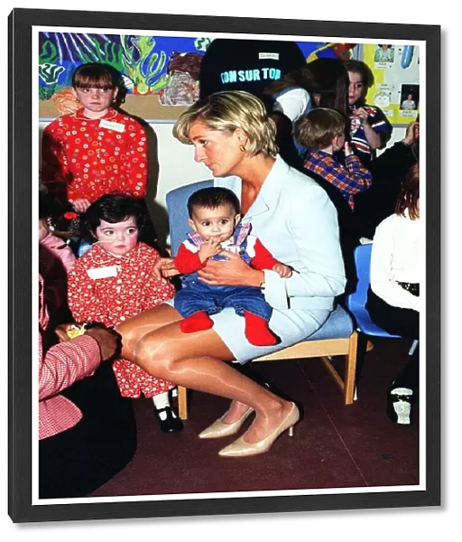 Diana, Princes of Wales visits a childrens ward at the Royal Brompton Hospital in