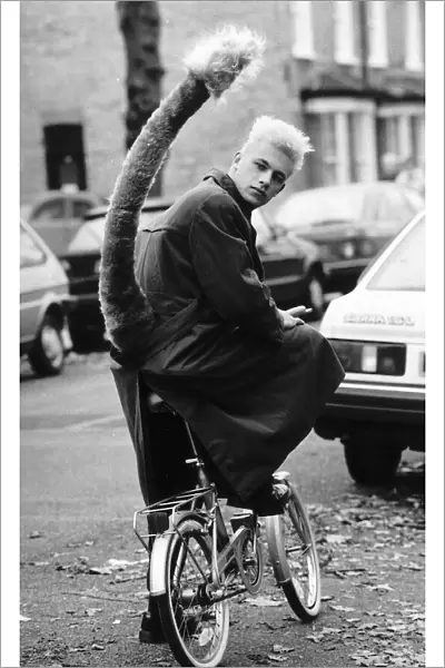 Chris Packham of The Really Wild Show with a tail in 1987