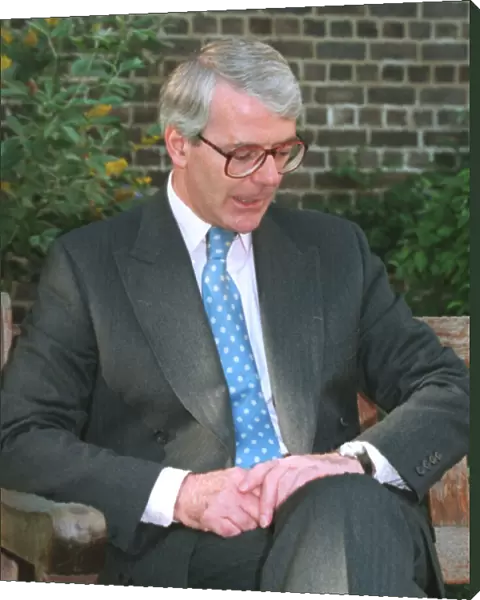John Major Conservative Prime Minister after addressing reporters in the garden of No 10