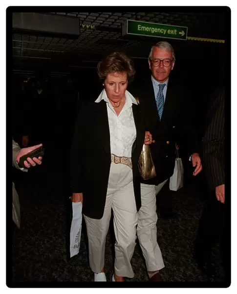 John Major MP September 98 Former Prime Minister arriving at heathrow with his wife