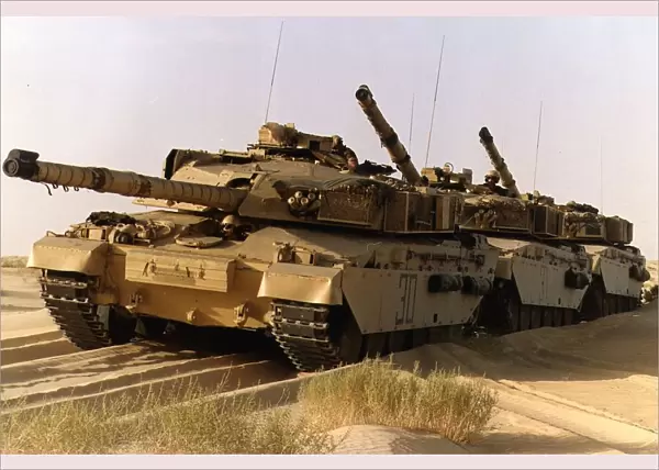 British Challenger tanks seen here preparing for operation Desert Storm in the western