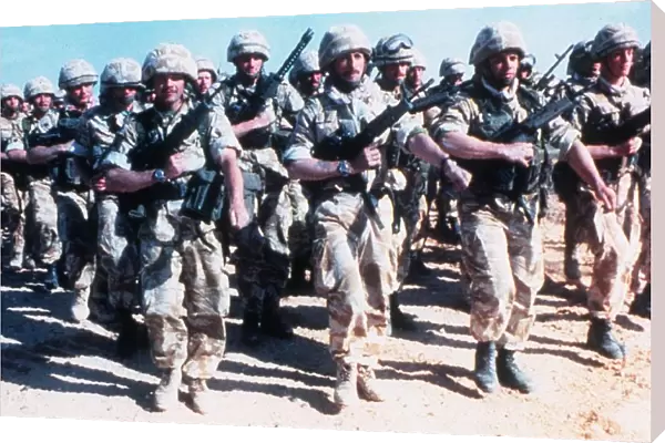 British Soldiers from the Royal Regiment of Fusiliers in the Gulf seen here marching
