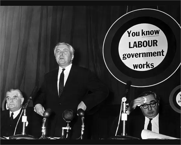 Harold Wilson Prime Minister and George Brown (R) at a Labour Party Confrence 1966
