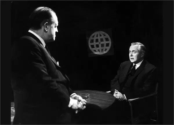 Harold Wilson the Prime Minister talking to Richard Dimbleby just before his TV interview