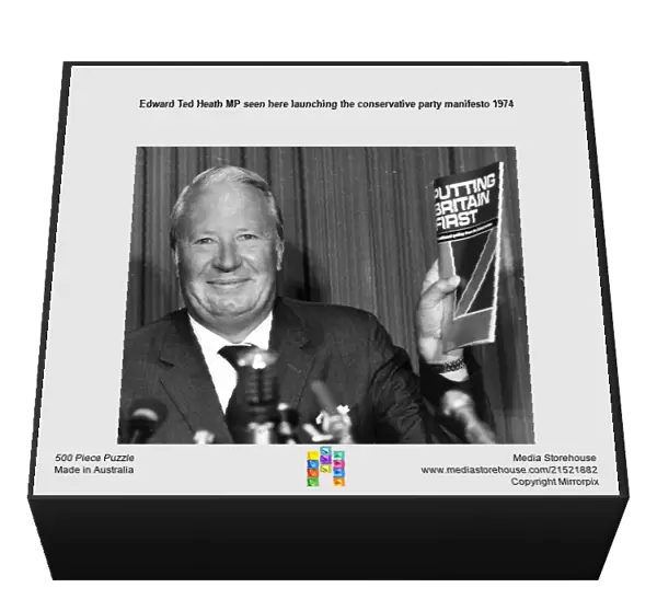 Edward Ted Heath MP seen here launching the conservative party manifesto 1974