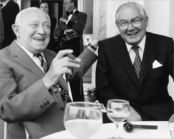 James Callaghan MP former Prime Minister with Lord Manny Shimwell at Brighton 1984