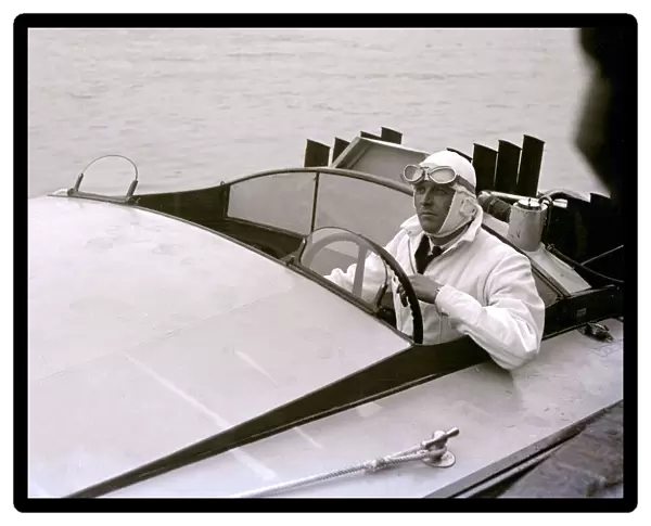 Sir Henry Segrave circa 1927 in his motor boat Miss England (On 29 March 1927