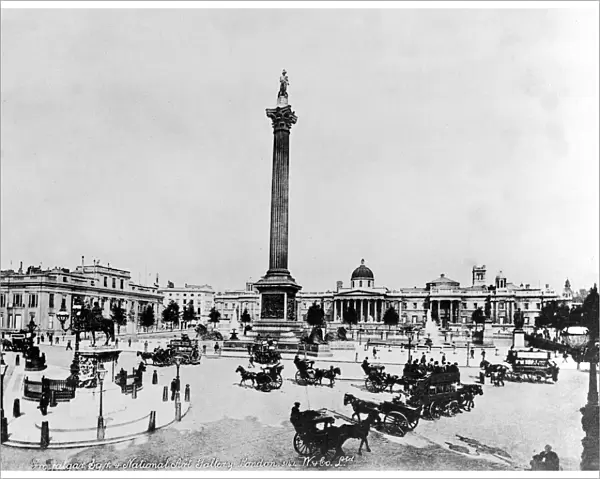 Trafalgar Square and National Gallery early 1900s from a postcard