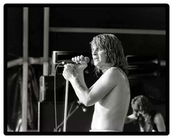 Black Sabbath singer Ozzy Osbourne performing on stage during a concert August 1981