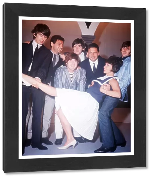 Mike and Bernie Winters and Chita Rivera with the Beatles at a Blackpool Night Out TV