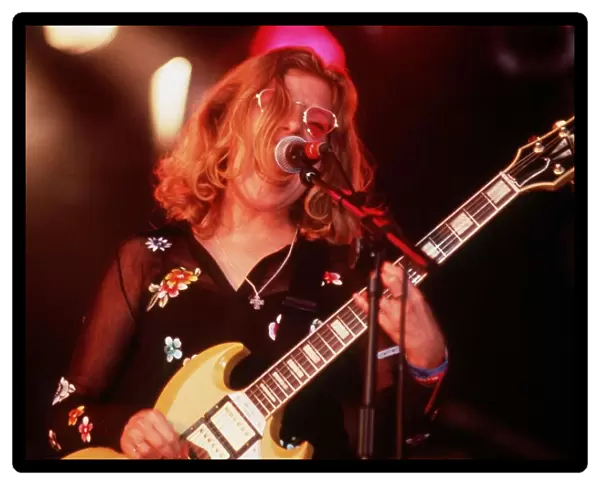 Tanya Donelly pop singer guitarist of group Belly 1995 on stage at Glastonbury