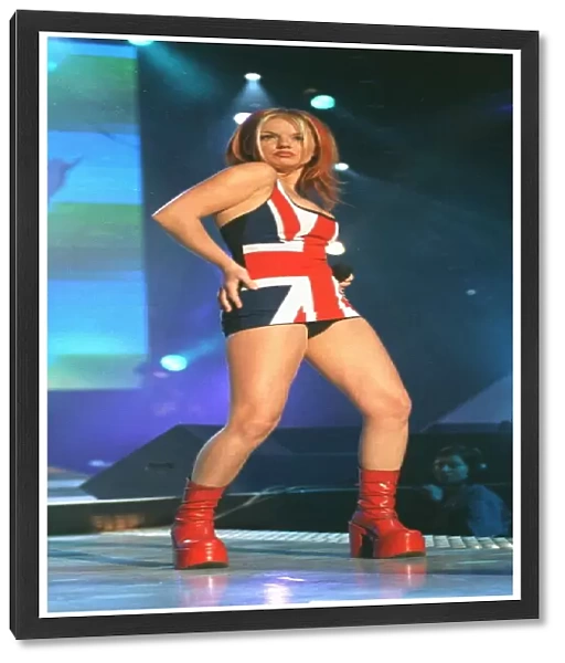 Geri Halliwell of pop group Spice Girls performing on stage at Brit Awards February 1997