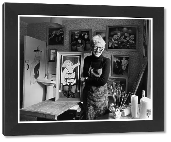 Beryl Cook artist in her home studio 1979