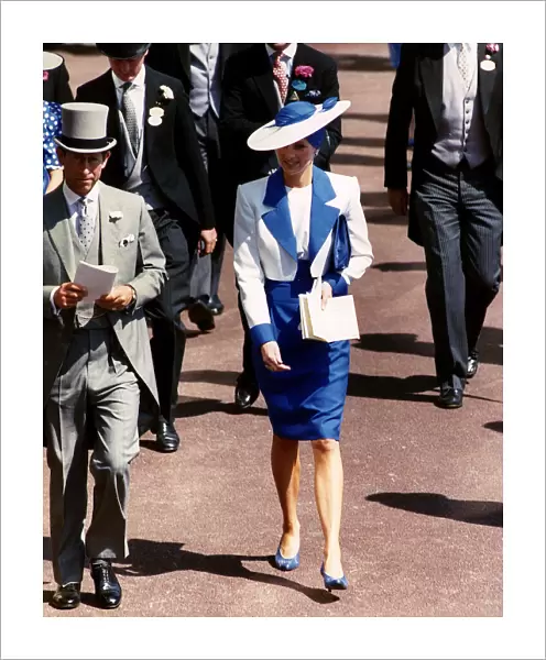 Princess Diana with her husband Prince Charles attending Royal Ascot