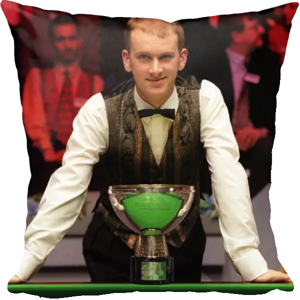 Peter Ebdon with the regal masters snooker trophy at Motherwell Civic Centre 1996