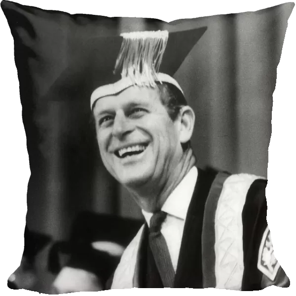 Prince Phillip June 1967 wearing the robe containing golden symbols depicting Science