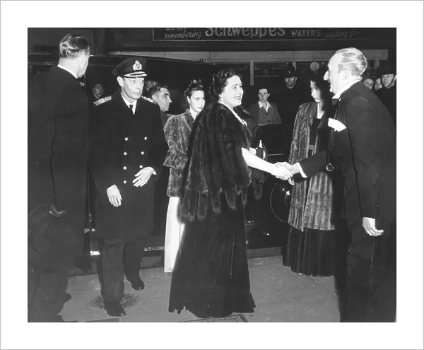 King George VI and Queen Elizabeth February 1946 arrive with the Princesses at