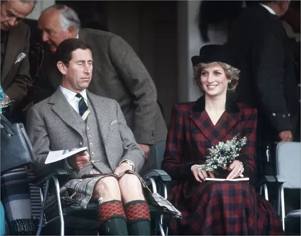 Prince Charles and Princess Diana at the annual the Braemar Highland Games near Balmoral